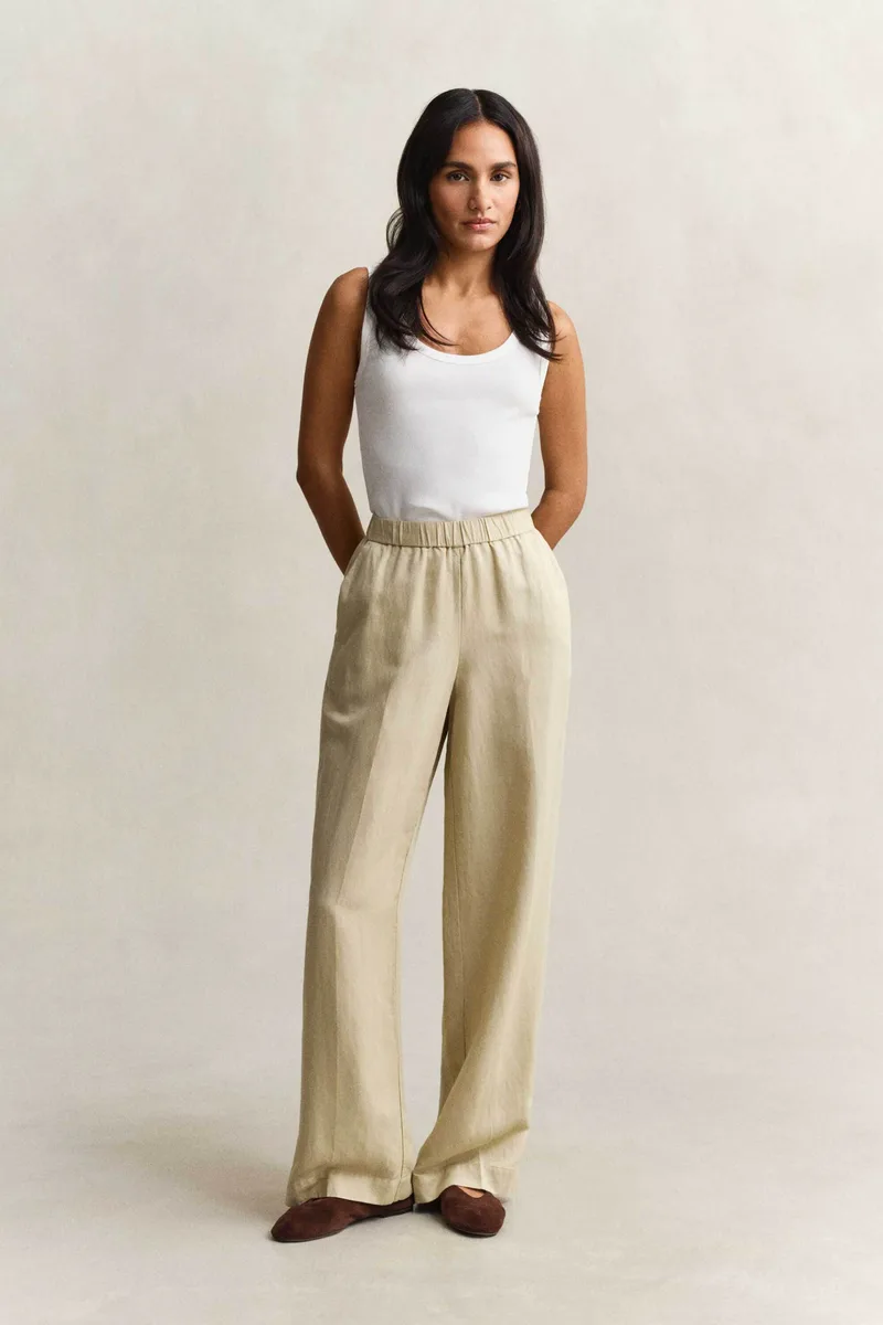 Gant γυναικείο παντελόνι με ελαστική μέση Relaxed Fit - 4150381 Μπεζ