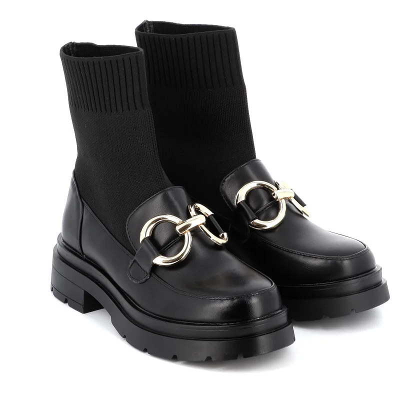 IDEAL SHOES Μποτάκι Γυναικείο - MP03-5726.N - ΜΑΥΡΟ