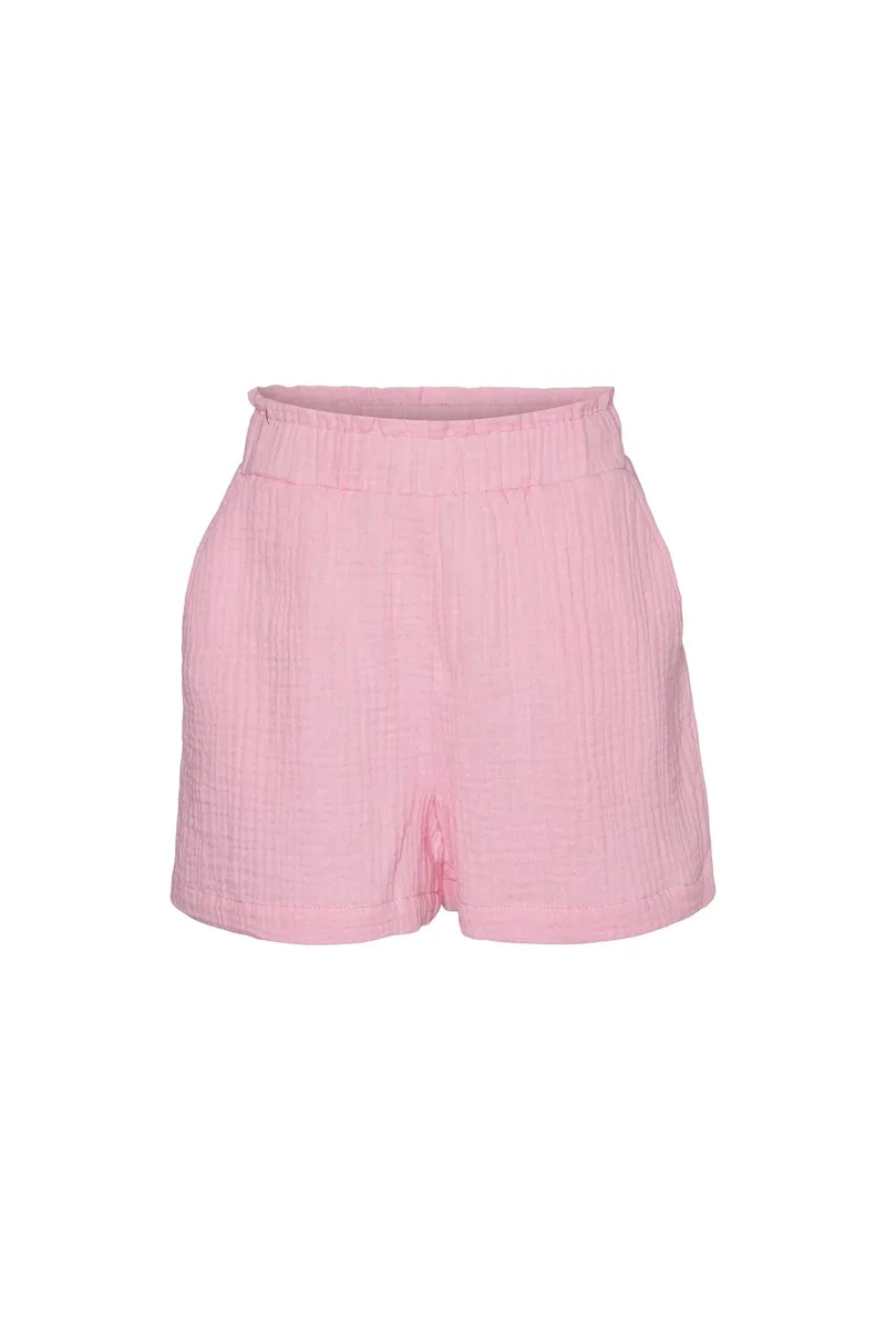 Vero Moda παιδικό σορτς ψηλόμεσο με ελαστική μέση Loose Fit (4-16 ετών) - 10284621 Ροζ