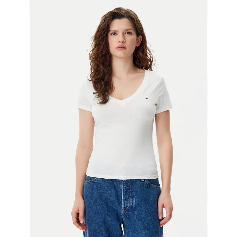 Tommy Jeans T-Shirt DW0DW20458 Λευκό Slim Fit
