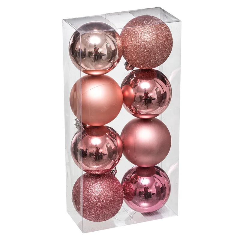 Χριστουγεννιάτικες Μπάλες (Σετ 8τμχ) A-S Xmas Balls Ροζ 129170SD