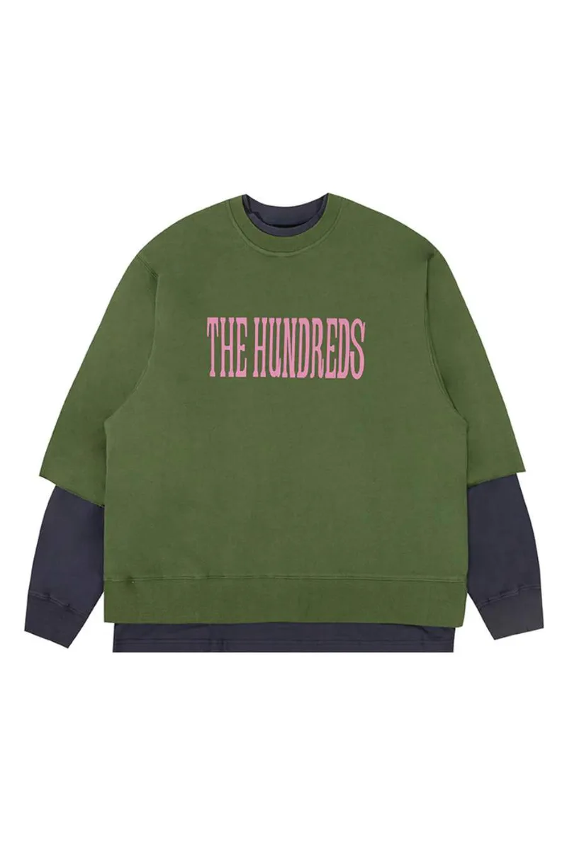 THE HUNDREDS Φούτερ λαιμόκοψη Layer Crewneck - Πράσινο-T24F202004-GREEN