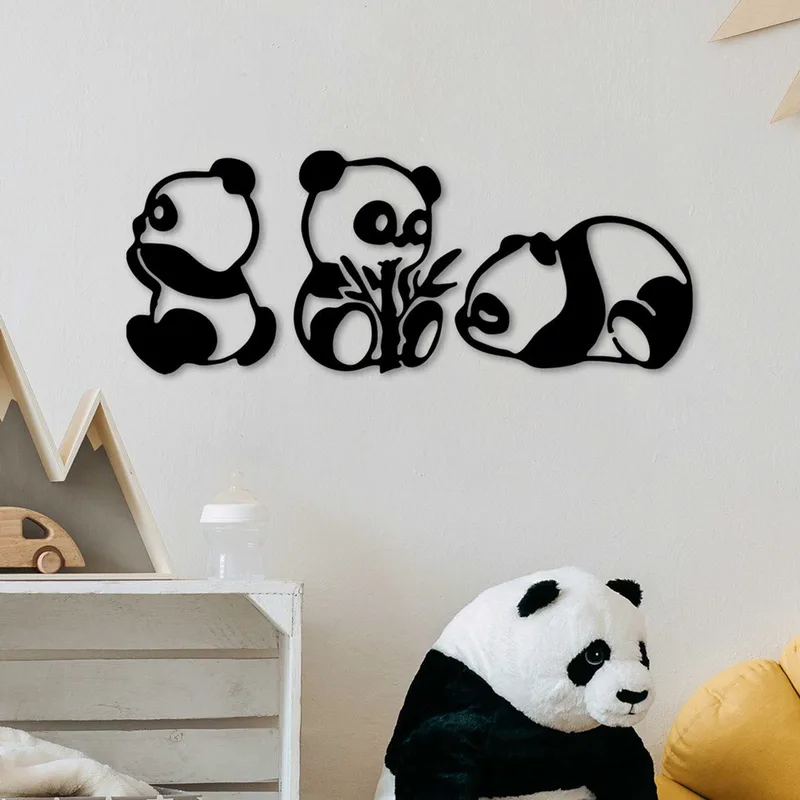 Μεταλλικό Διακοσμητικό Τοίχου Pandas - 298 899Skl2364 18x26 cm