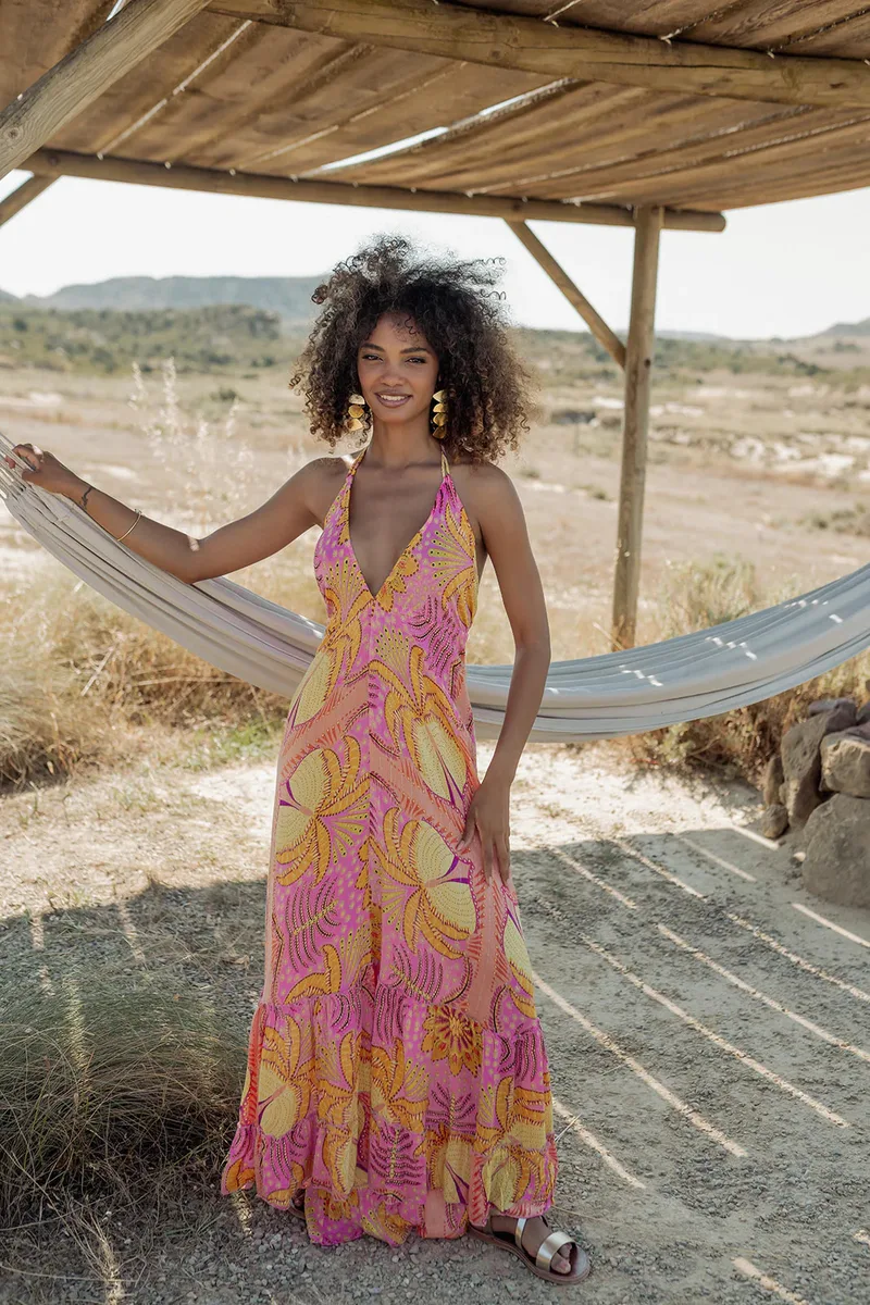 PITI CUITI Maxi Φόρεμα Πολύχρωμο Με Tropical Print