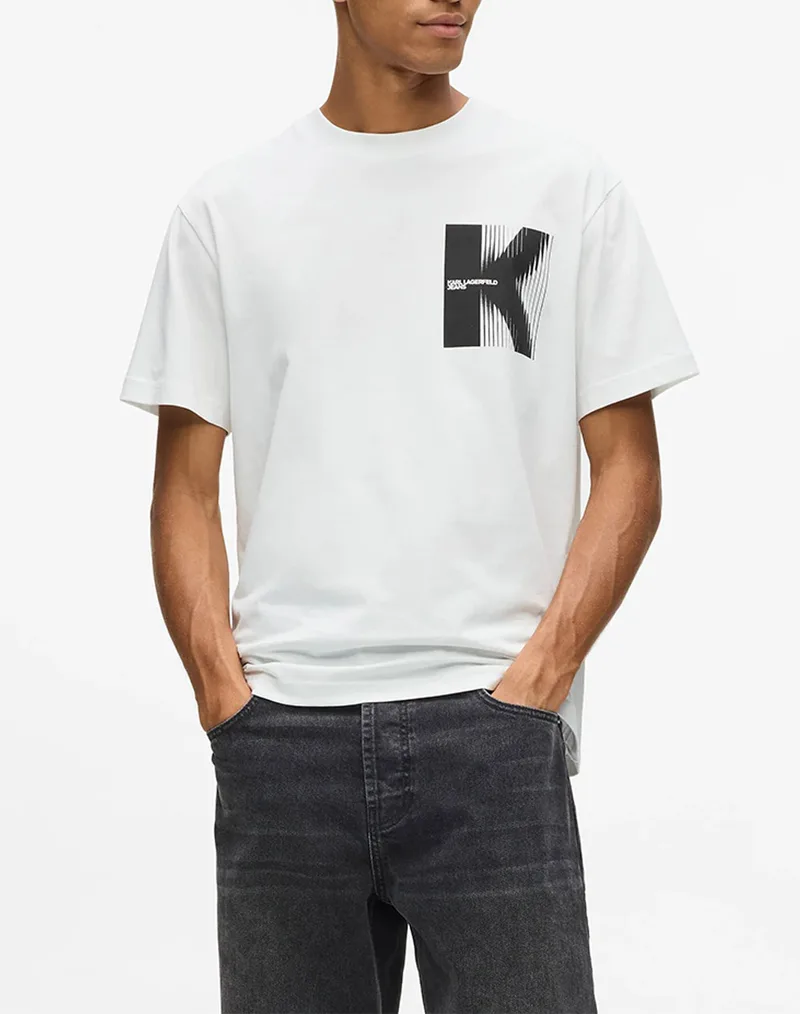 KARL LAGERFELD JEANS KLJ REG SS K LOGO TEE B1M17066-100 White