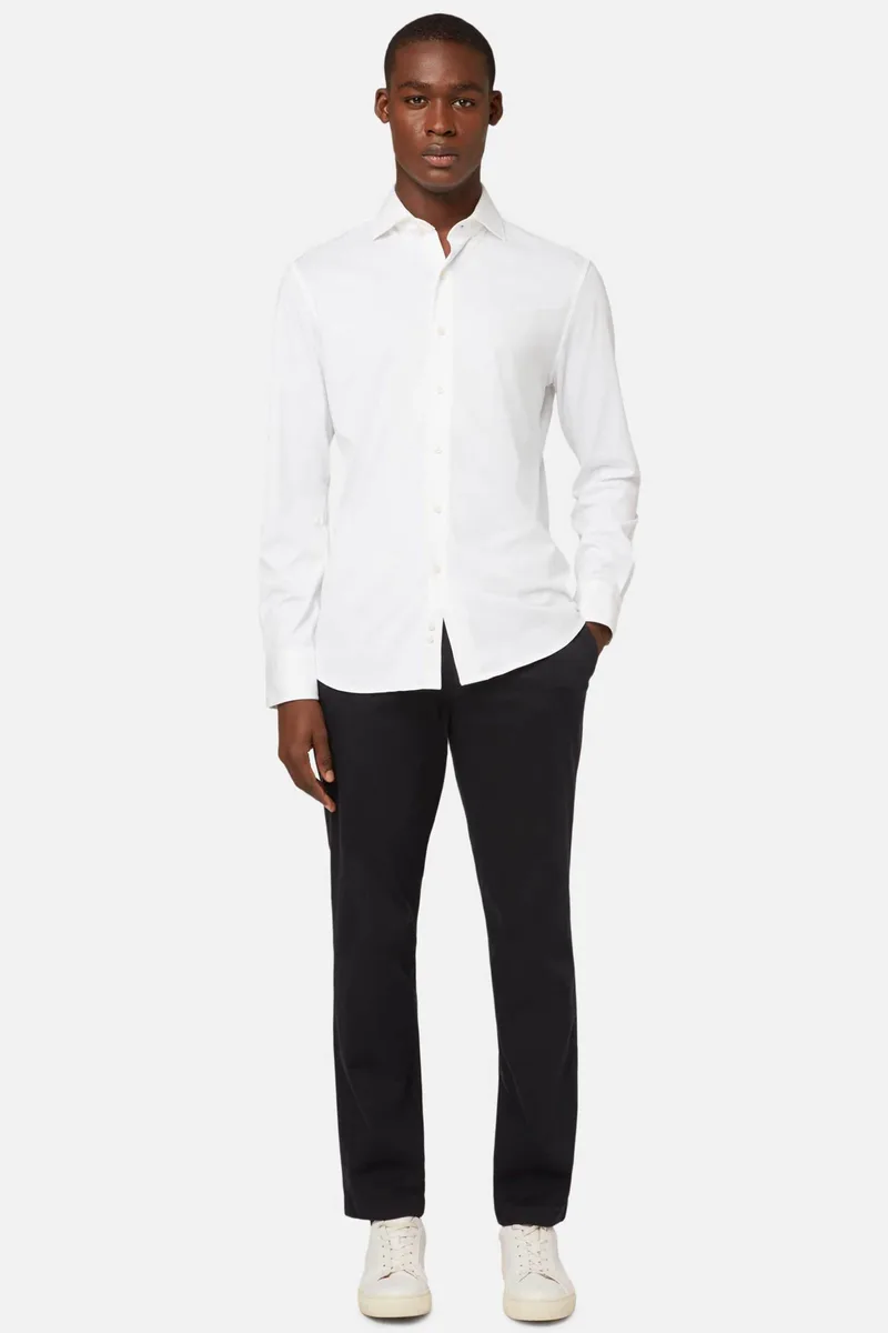 Boggi Milano ανδρικό παντελόνι ελαστικό μονόχρωμο Regular Fit - BO24C041201 Μπλε Navy