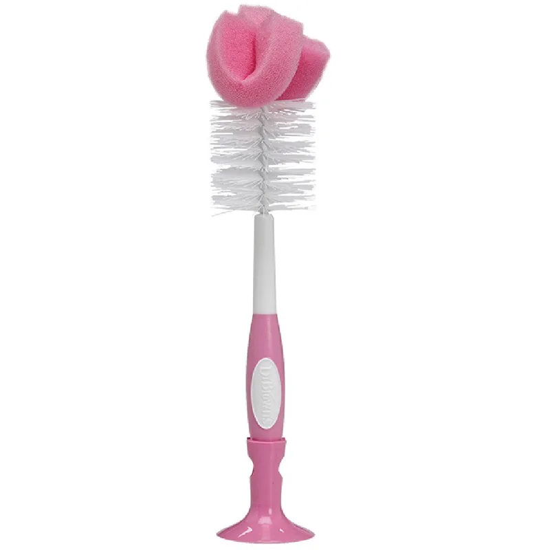 Dr. Brown's Bootle Brush Βούρτσα Καθαρισμού Μπιμπερό με Σφουγγάρι & Σκληρές Τρίχες για Καλύτερο Καθαρισμό 1 Τεμάχιο, Κωδ AC023 - Ροζ