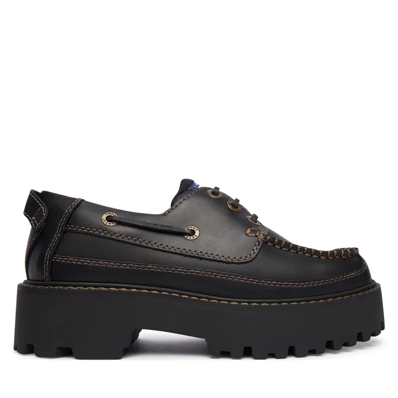 Κλειστά παπούτσια Tommy Jeans Archive '01 Boat Shoe Leather EN0EN03003 Μαύρο