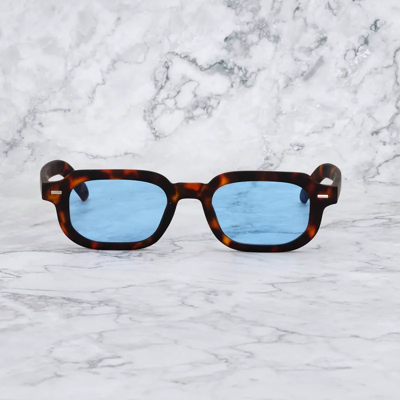 BROOK Tinted Sunglasses | Matt Tortoise | Blue Shades | Explicit Poets Sunglasses