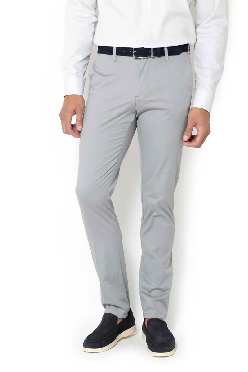 The Bostonians ανδρικό παντελόνι chino satin gabardine Regular Fit - CN1452T863 Γκρι