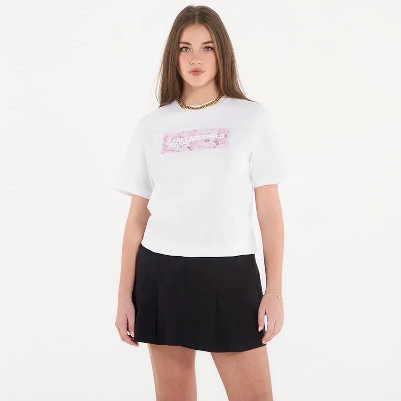 T-shirt Karl Lagerfeld Jeans Reg Floral Logo Tee White L