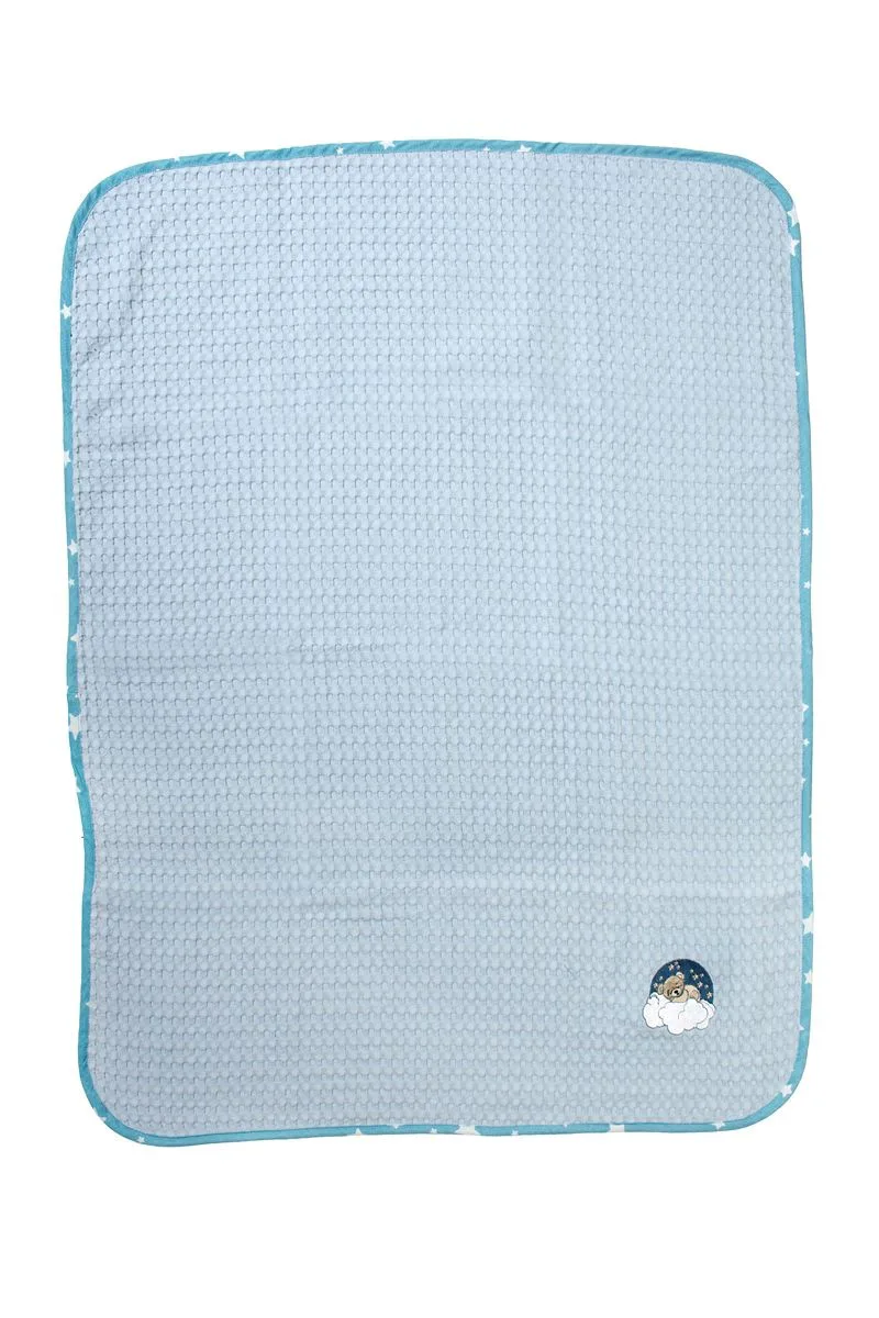 Κουβέρτα Πικέ Κούνιας 100x160εκ. Με Κέντημα Cloudy Bear 175 Sky Blue DimCol