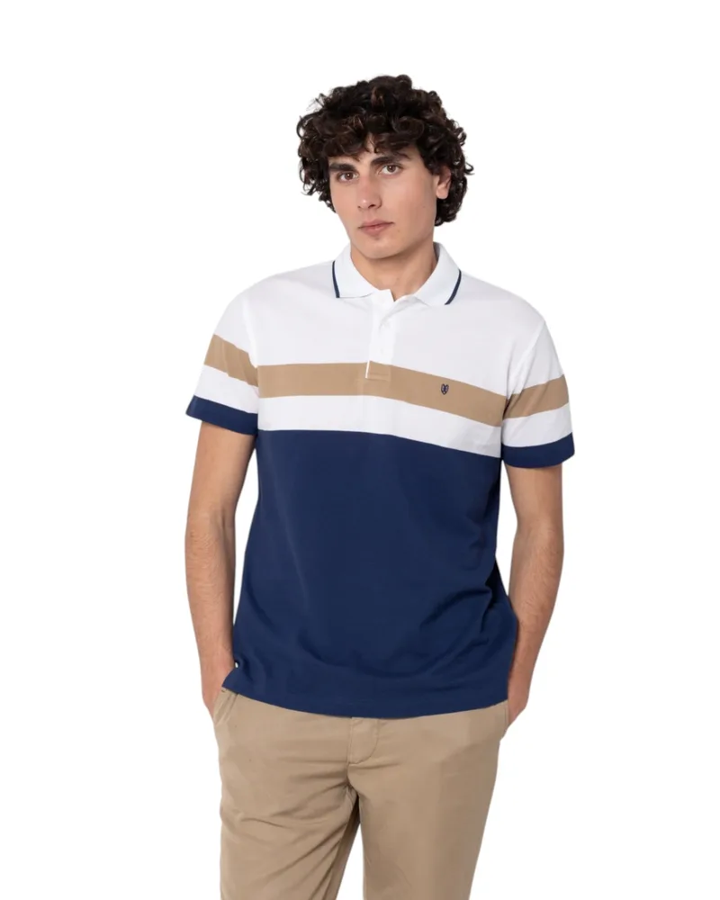 The Bostonians Ανδρική Μπλούζα Ριγέ Polo Acorn Pique 3PS4464|B166NV Μπλε
