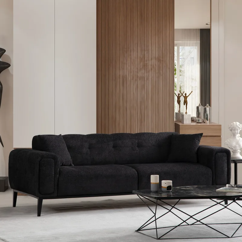 Τριθέσιος Καναπές-Κρεβάτι Athena 3 Seater - Black 560Are2361 (92x76x60)