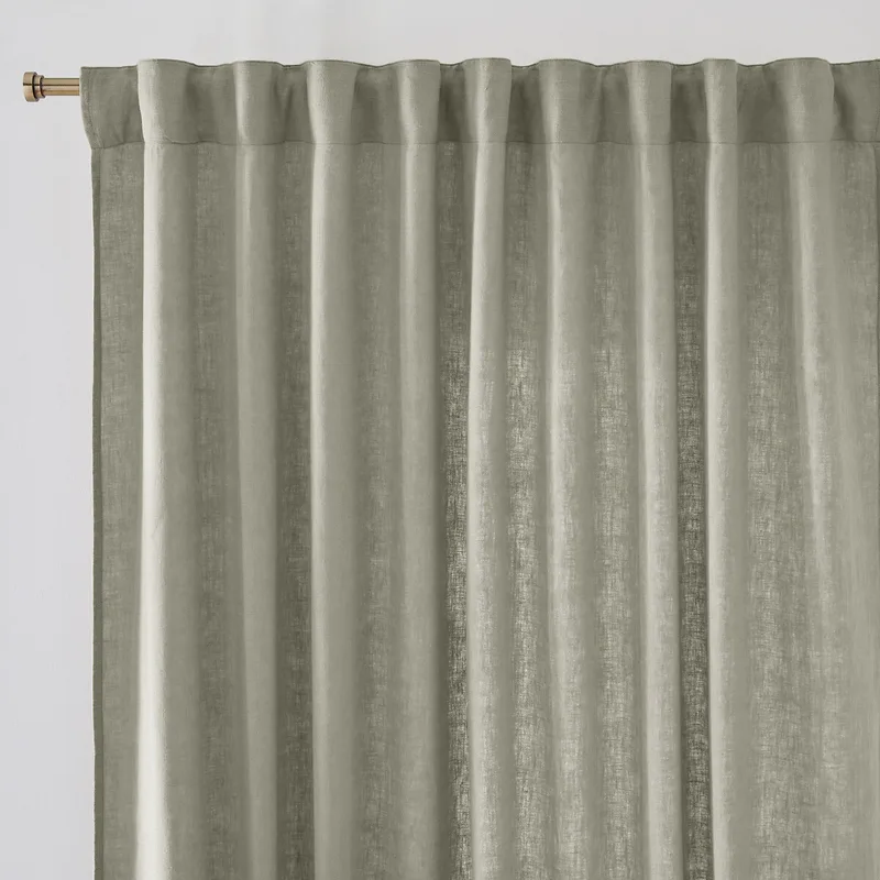 Λινή κουρτίνα με τρέσα και σούρες 250x140 cm