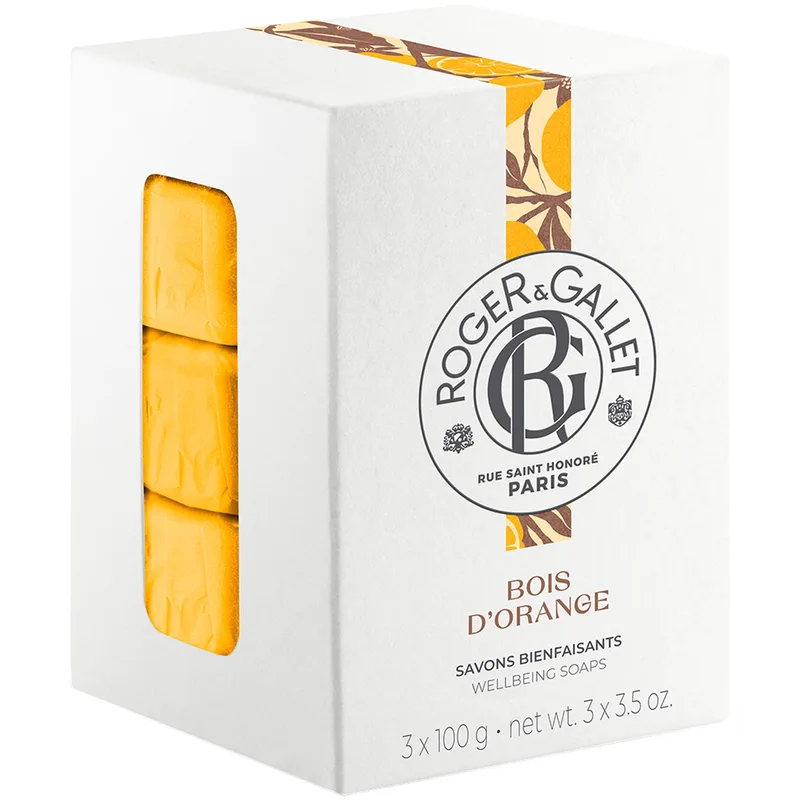 Roger & Gallet Πακέτο Προσφοράς Bois d'Orange Wellbeing Soap Bars Αναζωογονητικό Φυτικό Σαπούνι Σώματος με Άρωμα Άνθους Πορτοκαλιάς 3x100g