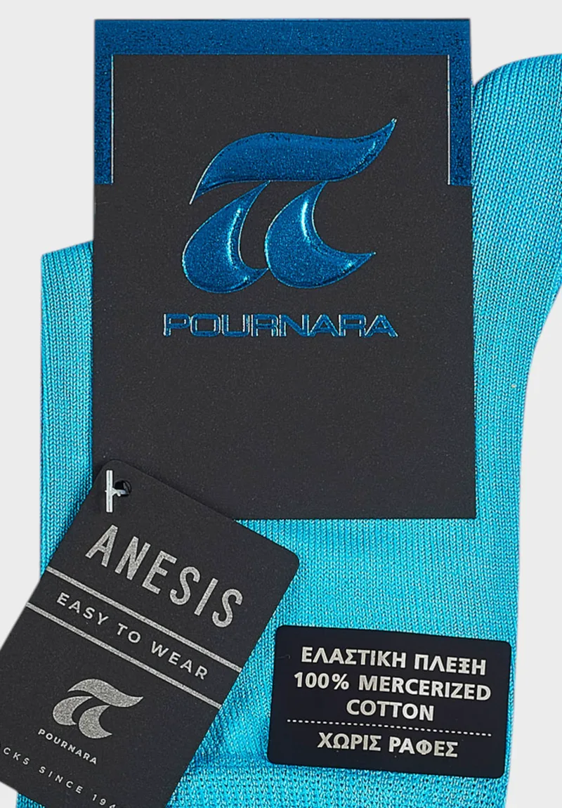 Pournara ANESIS Γυναικείες Κάλτσες Χωρίς Ραφές 100% Μερσεριζέ Βαμβάκι Τιρκουαζ Μεσαίο PRN840-5-Γαλάζιο