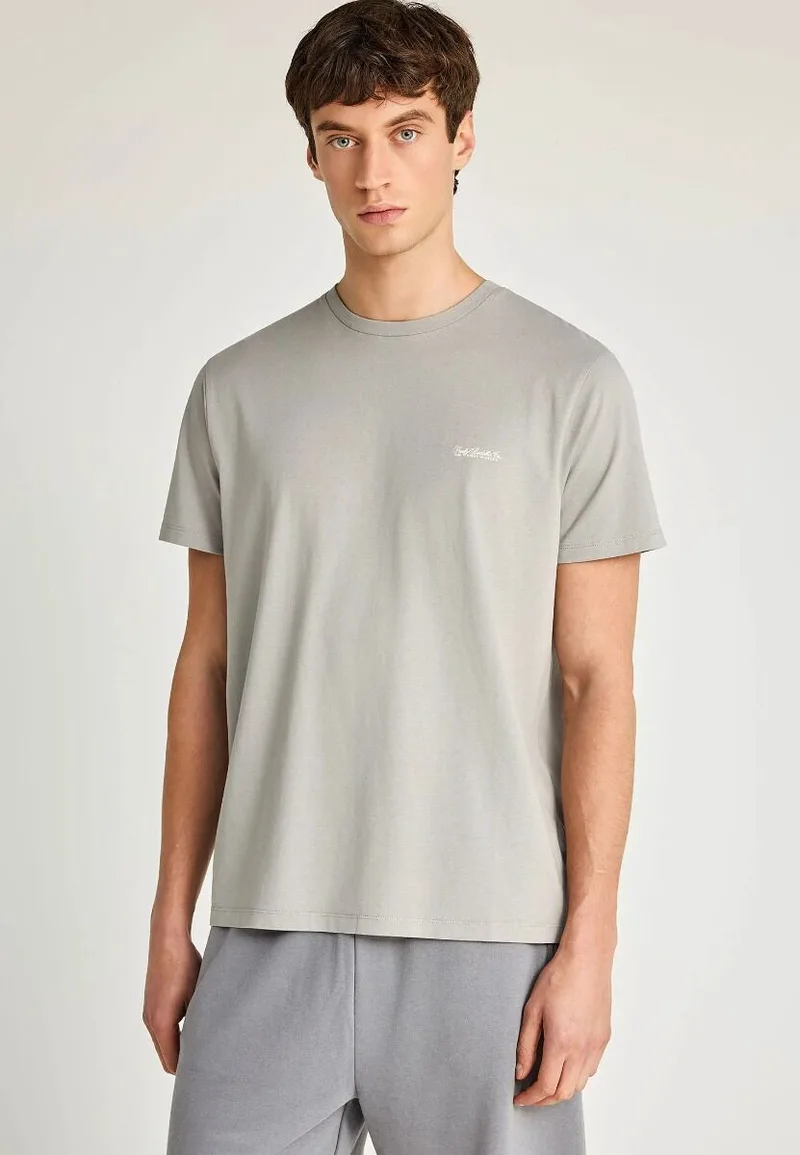 Funky Buddha Ανδρικό μονόχρωμο T-shirt - The basics collection FBM013-001-04 Σκούρο Γκρί