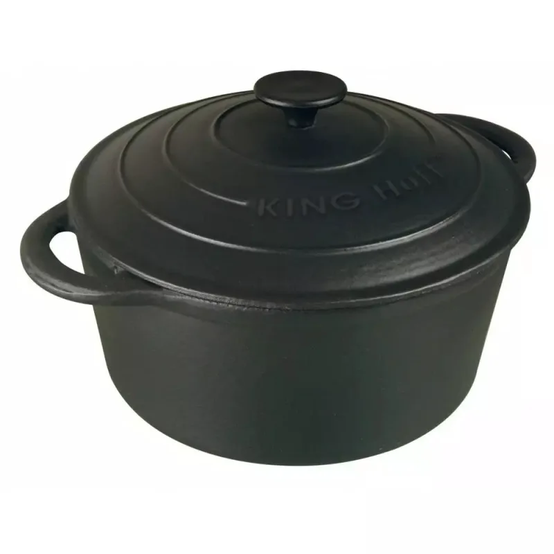 Κατσαρόλα από Χυτοσίδηρο Kinghoff KH 2253, 2.4l, 21 cm, Αντικολλητική επίστρωση, Επαγωγή, Μαύρος