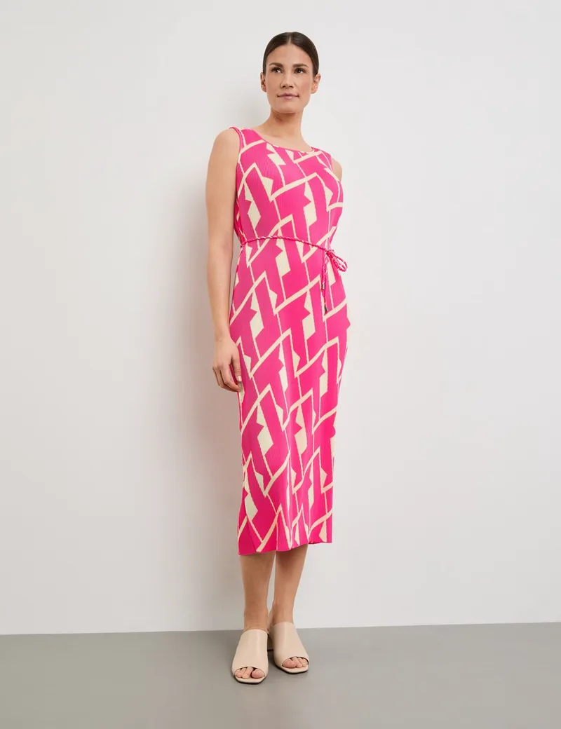 Gerry Weber Φόρεμα Πλισέ με Ζώνη σε Ροζ Εμπριμέ