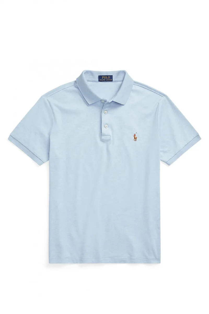 RALPH LAUREN POLO INTERLOCK CUSTOM SLIM FIT LOGO ΜΕΛΑΝΖΕ ΣΙΕΛ