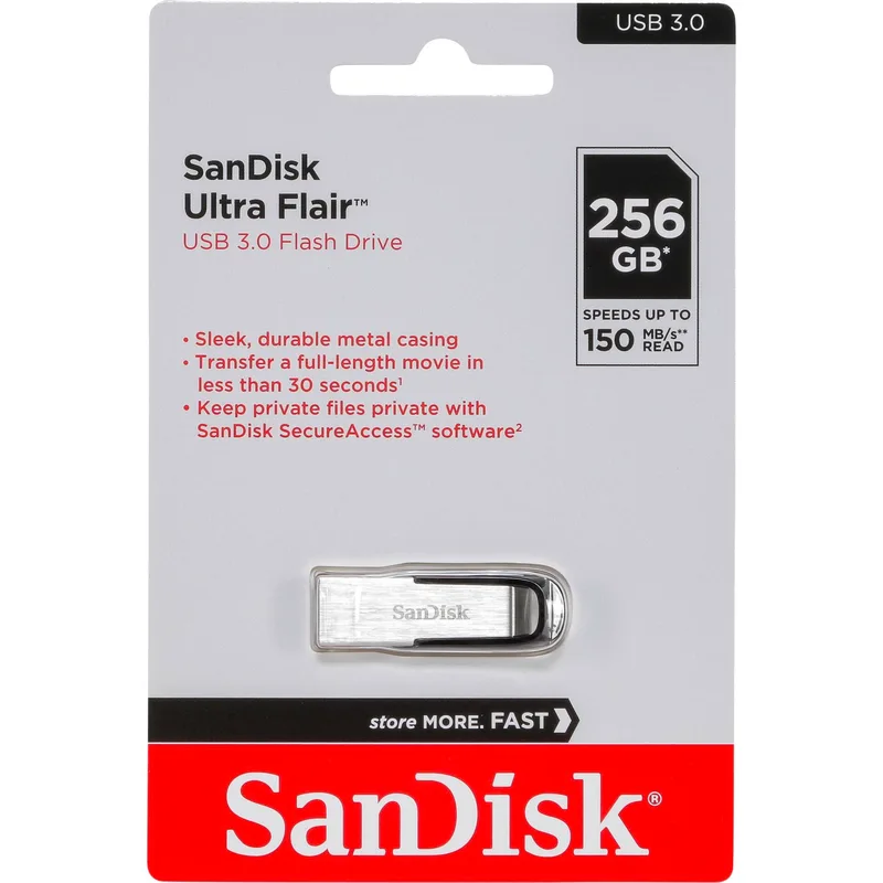 SanDisk Cruzer Ultra Flair 256GB USB 3.0 Flash Drive 150MB/s SDCZ73-256G-G46