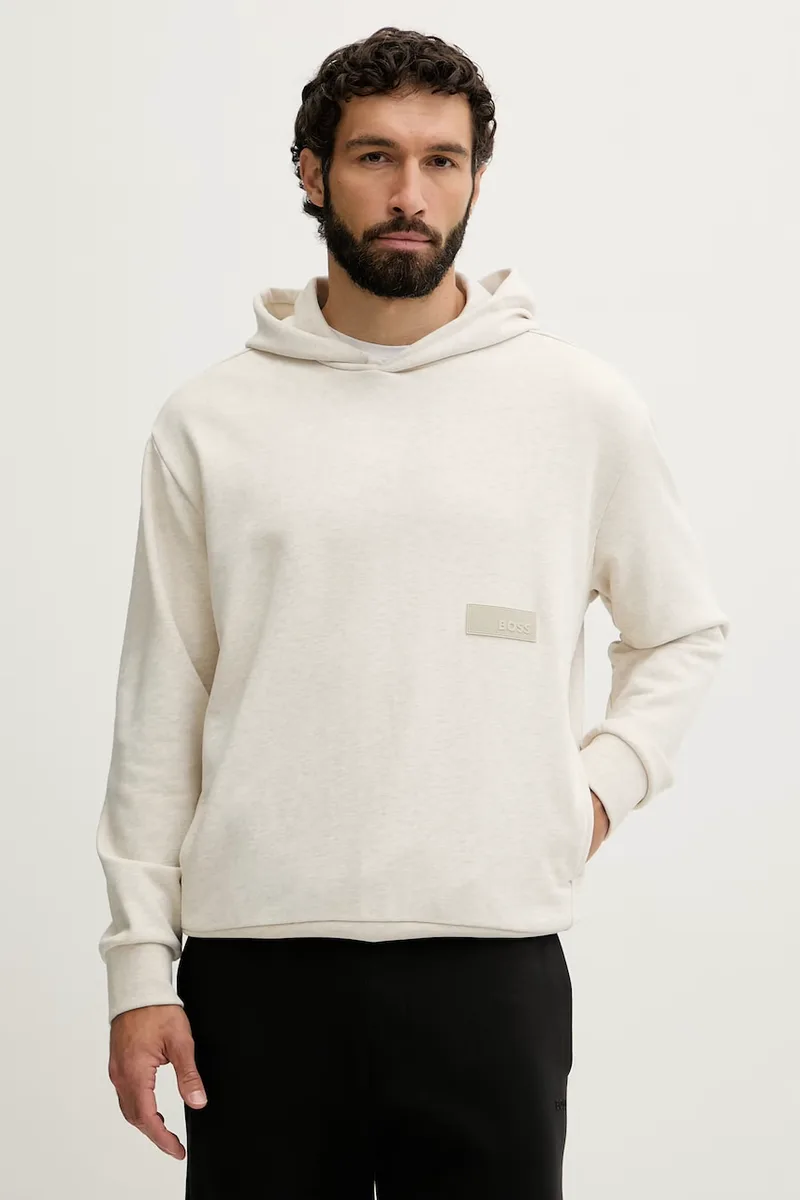 BOSS Green Μπλούζα με κουκούλα ανδρική με βαμβάκι SW_Hoodie