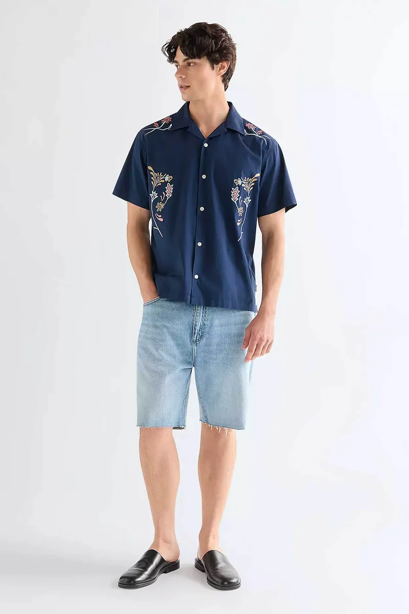 Wrangler® ανδρική denim βερμούδα πεντάτσεπη Regular Fit "Cowboy" - 112378439-** Denim Blue Ανοιχτό