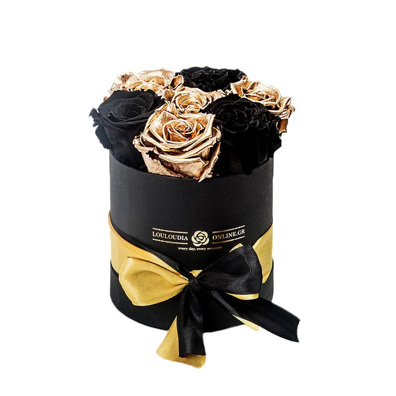 Forever Roses Χρυσό-Μαύρο Premium 12x17cm 7 τριαντάφυλλα