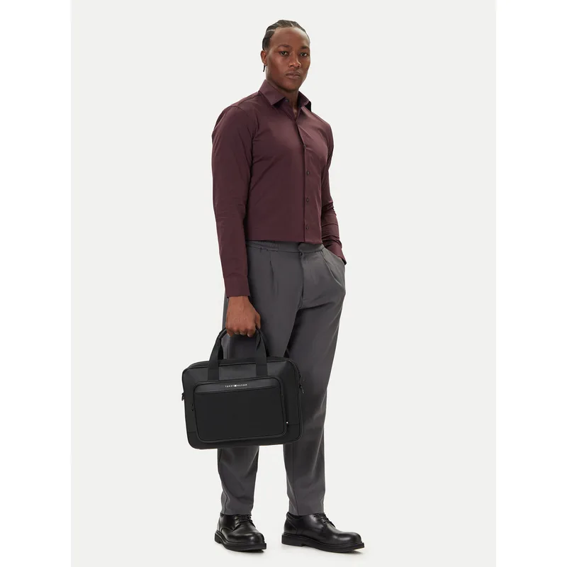 Τσάντα για laptop Tommy Hilfiger Th Foundation Computer Bag AM0AM13626 Μαύρο