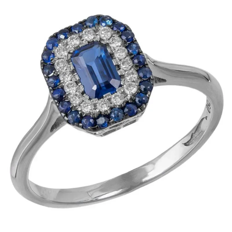 Λευκόχρυσo δαχτυλίδι με Ζαφείρι Emerald και Brilliant Κ18 041175 041175 Χρυσός 18 Καράτια
