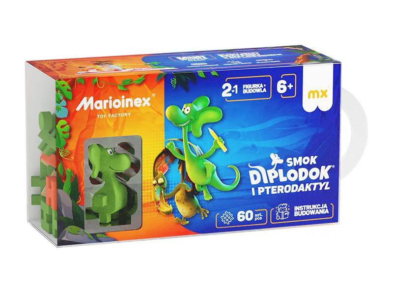 Παιχνίδι με τουβλάκια Marioinex Mini Waffle - Diplodocus and Pterodactyl (60 τμχ.)