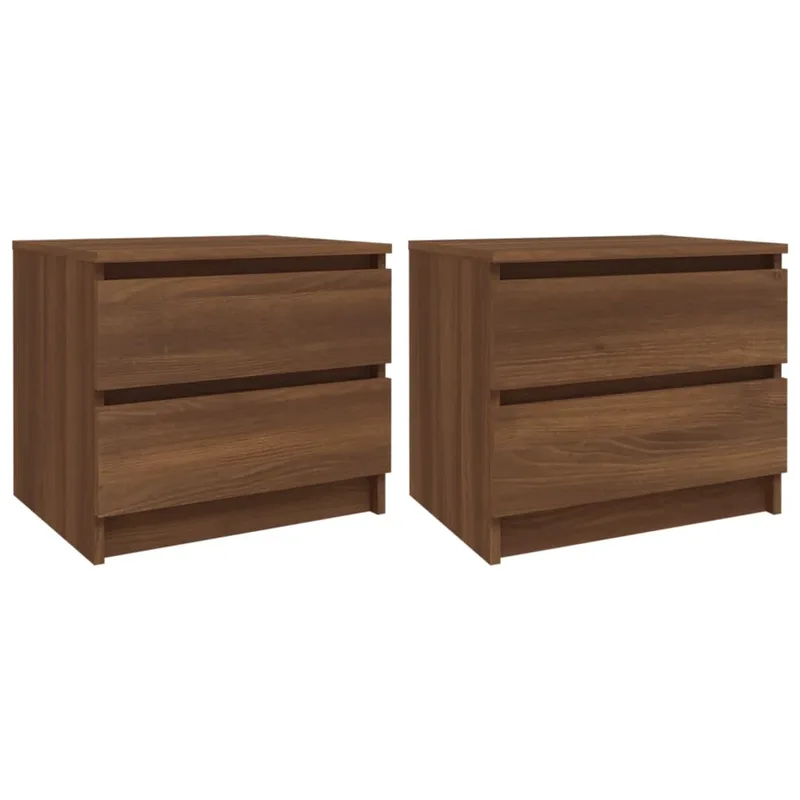 vidaXL Κομοδίνα 2 τεμ. Καφέ Δρυς 50x39x43,5 εκ. από Επεξεργασμένο Ξύλο