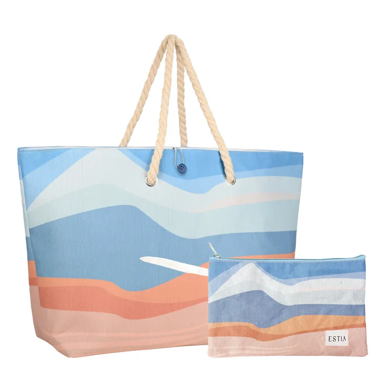 Τσάντα Θαλάσσης Serene Shores Με Τσαντάκι 63x20x36cm Estia 00-30438
