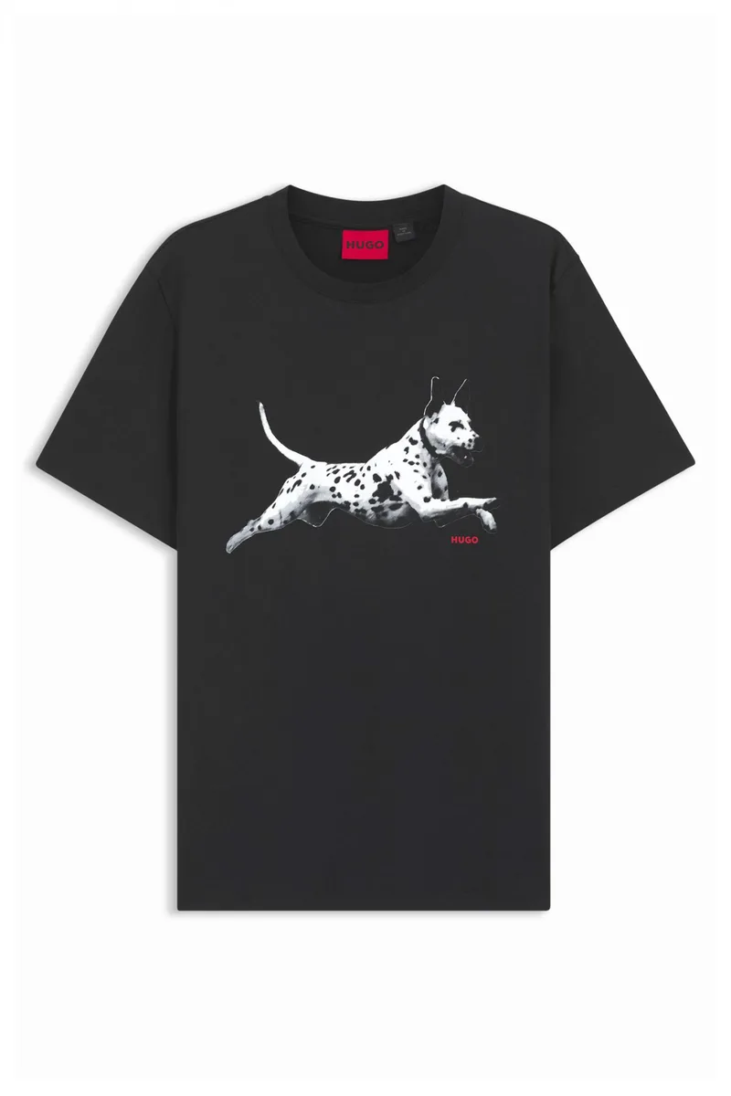 HUGO T-SHIRT DIRUNN LOGO ΜΑΥΡΟ