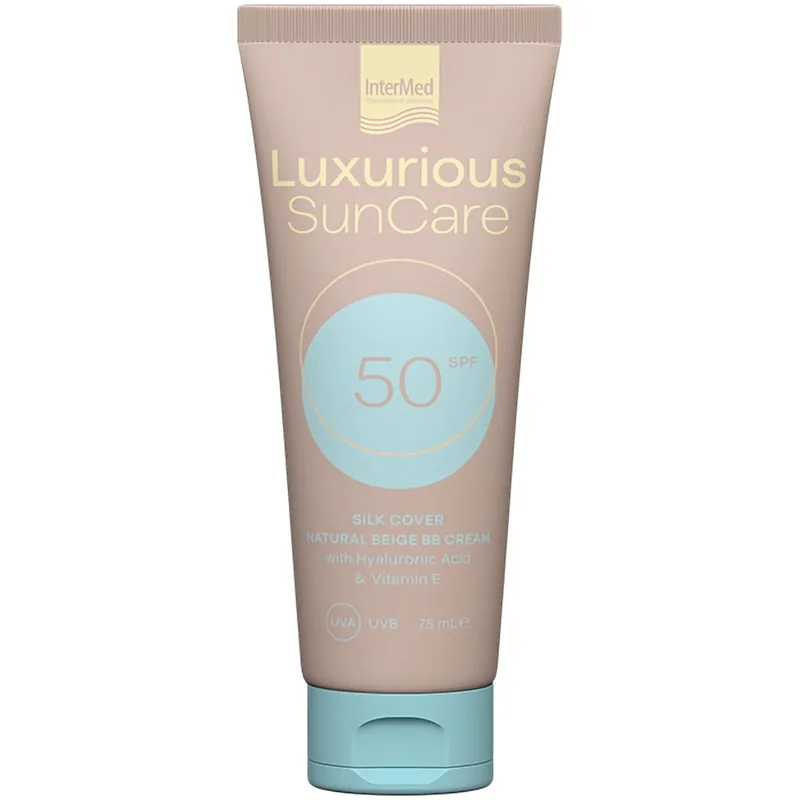 Luxurious Sun Care Silk Cover BB Cream with Hyaluronic Acid Spf50 Αντηλιακή Κρέμα Προσώπου Υψηλής Προστασίας με Χρώμα 75ml - Natural Μπεζ