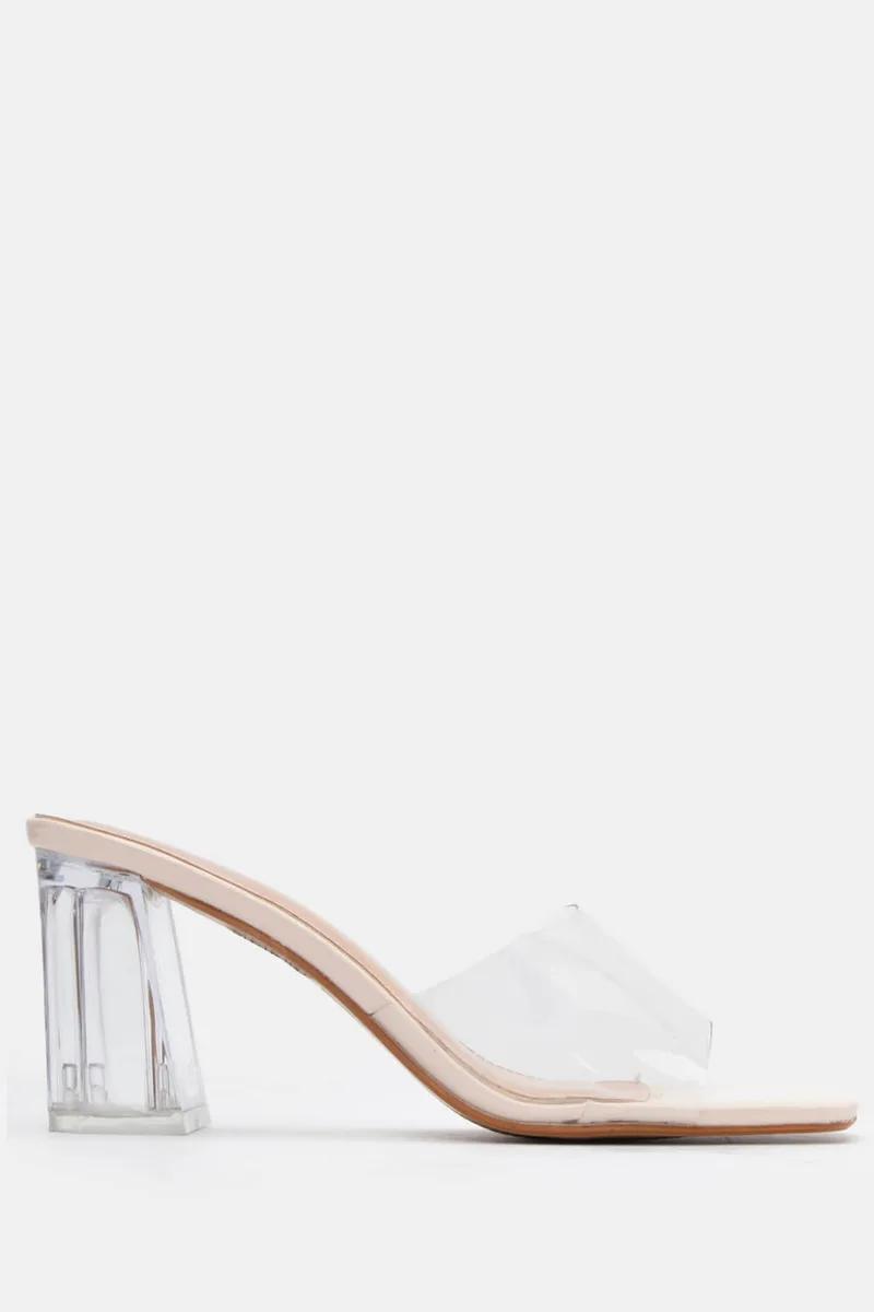 LUIGI DESIGN - Mules με Διάφανη Φάσα & Διάφανο Τακούνι - Μπεζ