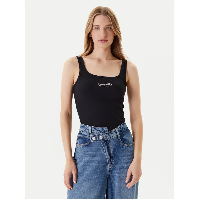 Guess Jeans Τοπ W5YP35 KA0H1 Μαύρο Regular Fit