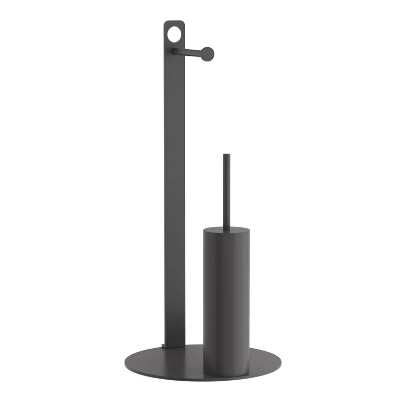 Πιγκάλ Με Χαρτοθήκη Ανοξείδωτο Matt Anthracite Pam & Co Φ28x60εκ. 4-400-113 (Υλικό: Ανοξείδωτο, Χρώμα: Ανθρακί) - Pam & Co - 4-400-113
