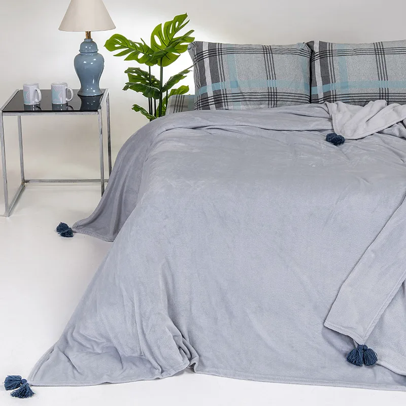 Κουβέρτα Fleece Υπέρδιπλη 220x240 Melinen Berlin Light Grey 220x240