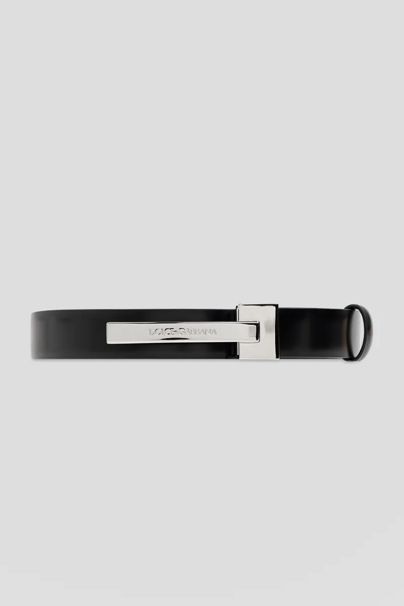 DOLCE&GABBANA Ανδρικό Μαύρο Leather Belt in Black