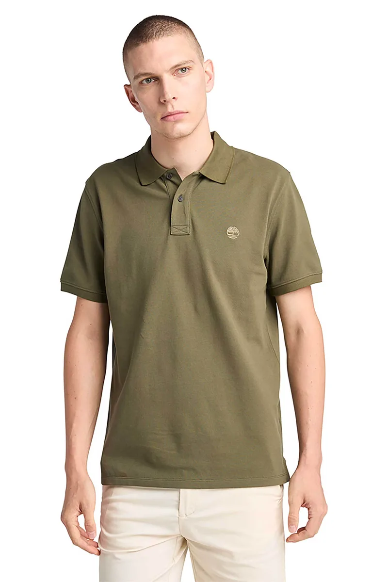 Timberland ανδρική μπλούζα πόλο πικέ με κεντημένο logo tree Regular Fit "Millers River" - TB0A6VDPA581 Λαδί