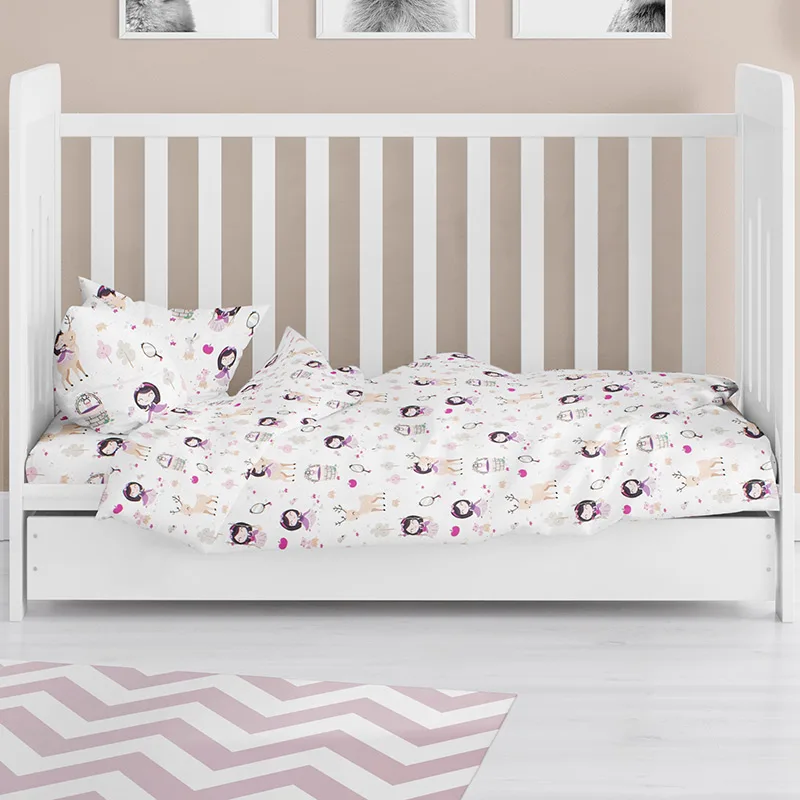Σεντόνι Κούνιας Με Λάστιχο 70x140+15 Dimcol Lily Deer 179 Ροζ 70x140+15