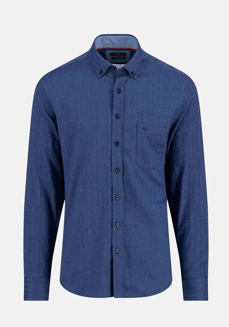 Fynch Hatton Πουκάμισο της σειράς Herringbone - 1410 8120 685 Navy