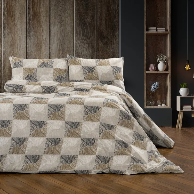 Παπλωματοθήκη Υπέρδιπλη (220x240) Dimcol Κλεοπάτρα 609 Μπεζ -Black