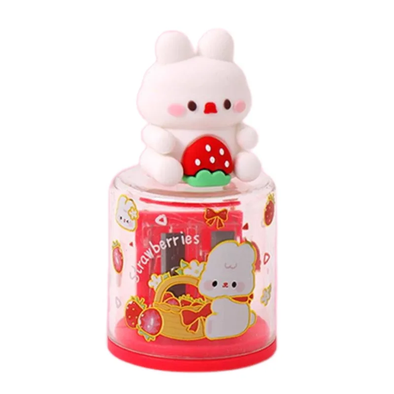 Ξύστρα Βαρελάκι Διπλή με Γόμα 3D Rabbit Strawberries MC50916_R