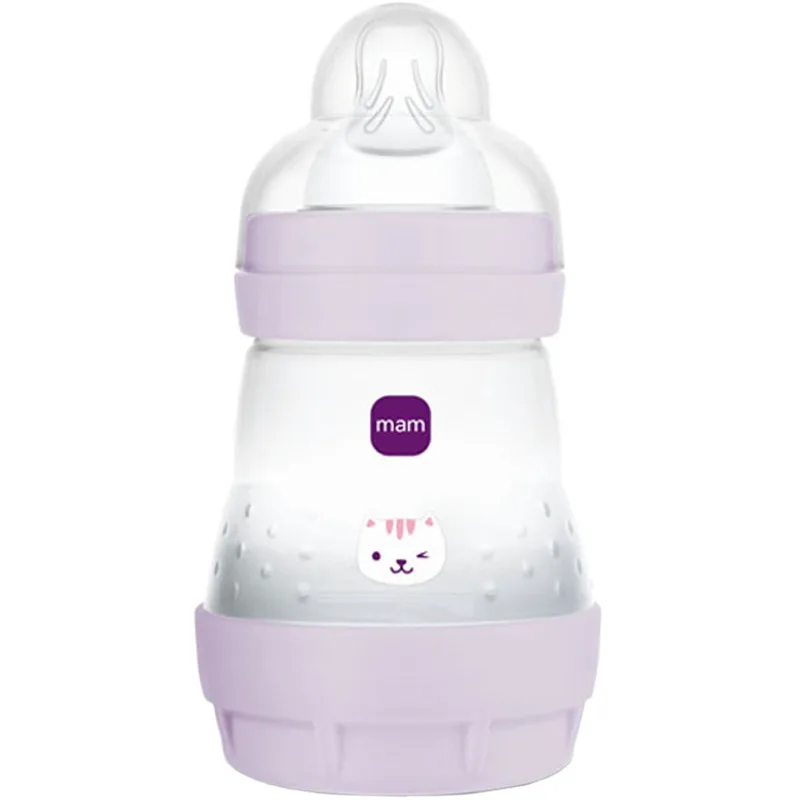 Mam Easy Start Anti-Colic Plastic Bootle 0m+ Μπιμπερό Πολυπροπυλενίου με Θηλή Σιλικόνης Αργής Ροής & Σύστημα Κατά των Κολικών, 160ml, Κωδ 350SGc - Λιλά