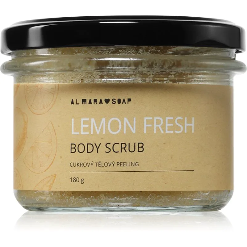 Almara Soap Body Scrub απολέπιση ζάχαρης για το σώμα για κυτταρίτιδα με άρωμα Lemon Fresh 180 γρ