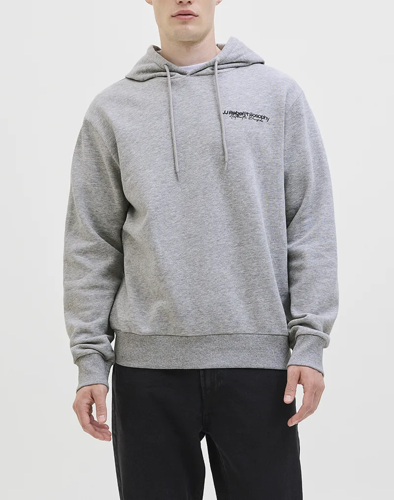 JJREBEL JREBZACK SWEAT HOOD NOOS 12279446-Light Grey Melange LightGray