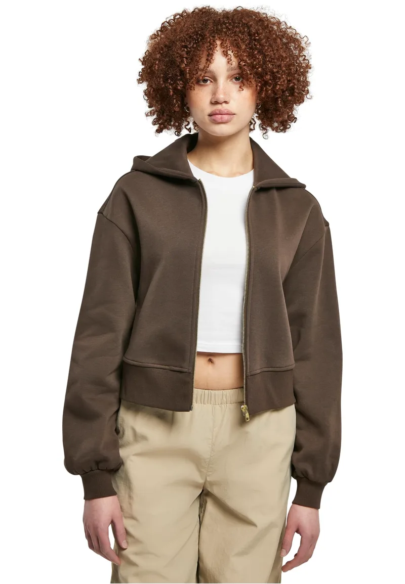 Γυναικείο Κοντό Oversized Ζακέτα με Φερμουάρ TB4766 Urban Classics Curvy Brown